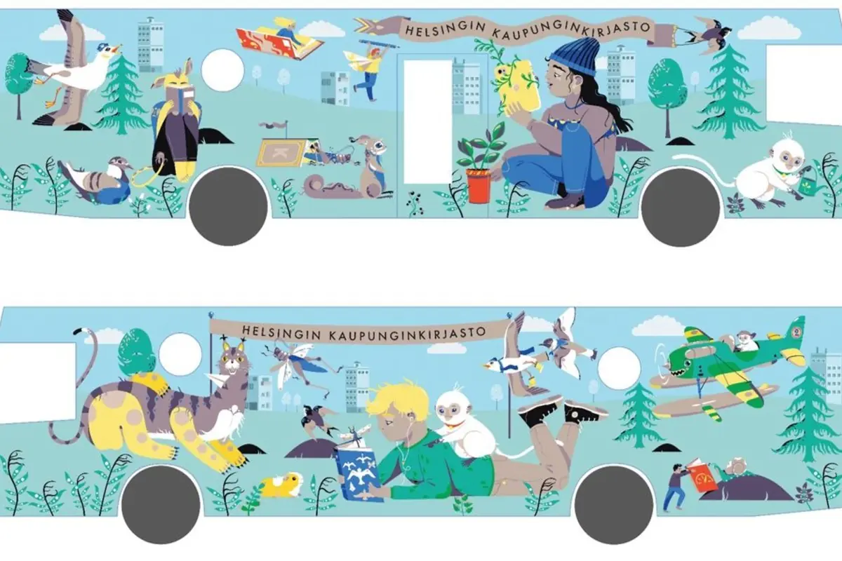 Lastenkirjastoauto tulee leikkipuistoon! — Leikkipuisto Rusthollari, Helsinki