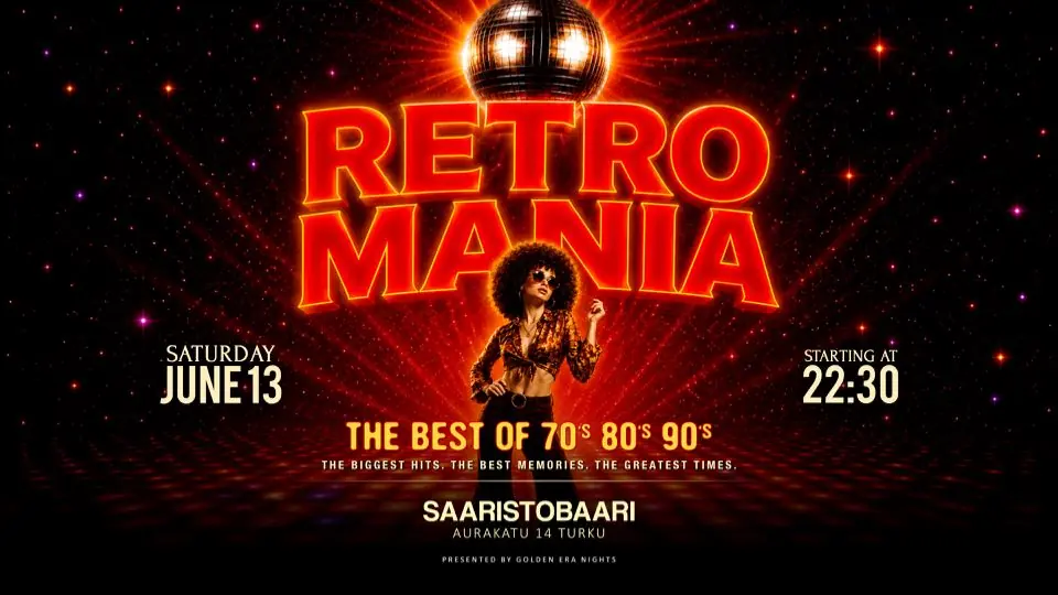 ✨🪩 RETRO MANIA 🪩✨ — Saaristobaari, Турку
