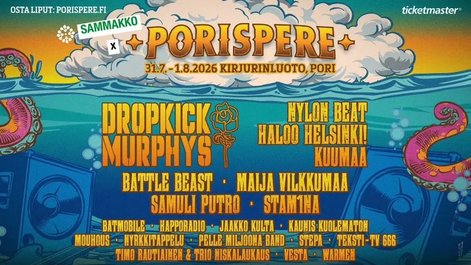 SAMMAKKO x Porispere 31.7.-1.8.2026 — Kirjurinluoto, Pori