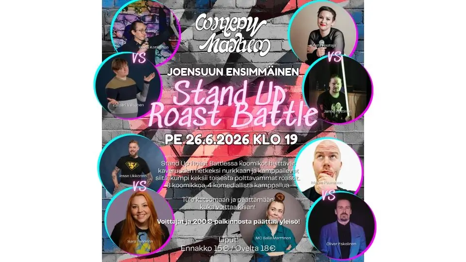 Stand up Roast Battle! Comedy Mayhem Joensuu - Fr 26.6.2026 — Comedy Mayhem, Joensuu