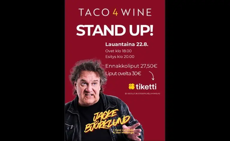 Taco 4 Wine STAND UP! - Jacke Björklund — Taco 4 Wine, Riihimäki