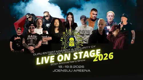 LIVE ON STAGE 2026: Guru Entertainment & Security Oy 20-årsjubileum