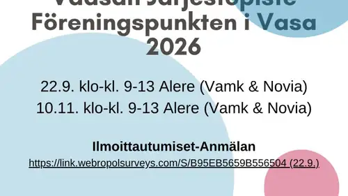 Organisasjonspunkten - Järjestöpiste 22.9.2026, 10.11.2026