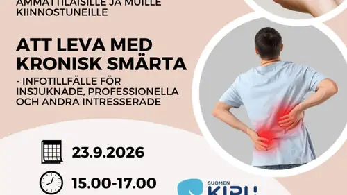 Elämää kroonisen kivun kanssa - Å leve med kronisk smerte 23.9.2026 klo 15-17 (Teams)