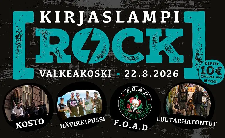 Kirjaslampirock 2026 — Kirjaslammen tanssilava, Valkeakoski