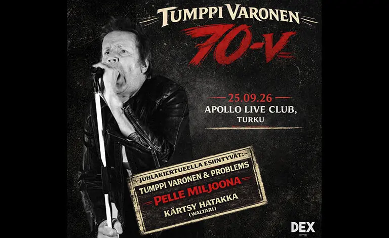 Tumppi Varonen 70-årsjubileumskonsert med Pelle Miljoona — Apollo Turku, Turku