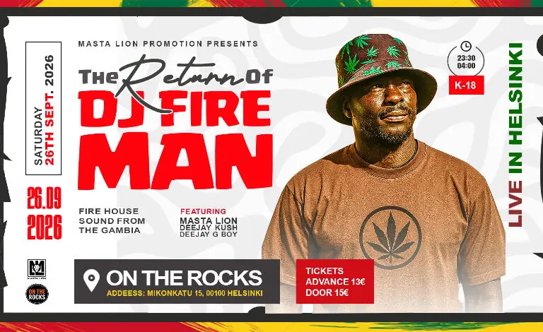 The return of DJ Fireman (GMB) feat. Masta Lion, Deejay Kush, Deejay G Boy — On The Rocks, Helsinki