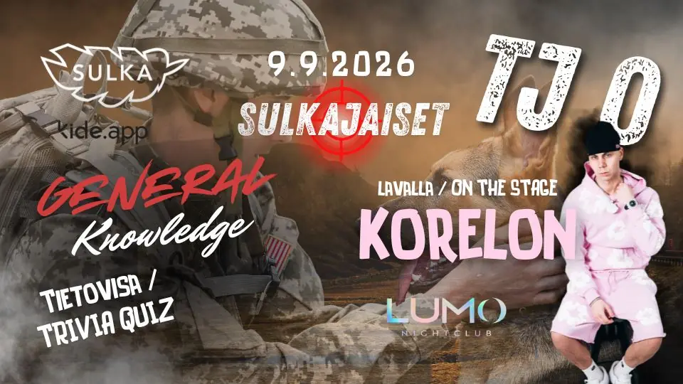 SULKAJAISET etkot + jatkot / Trivia quiz + Afterparty — Nightclub Lumo, Seinäjoki