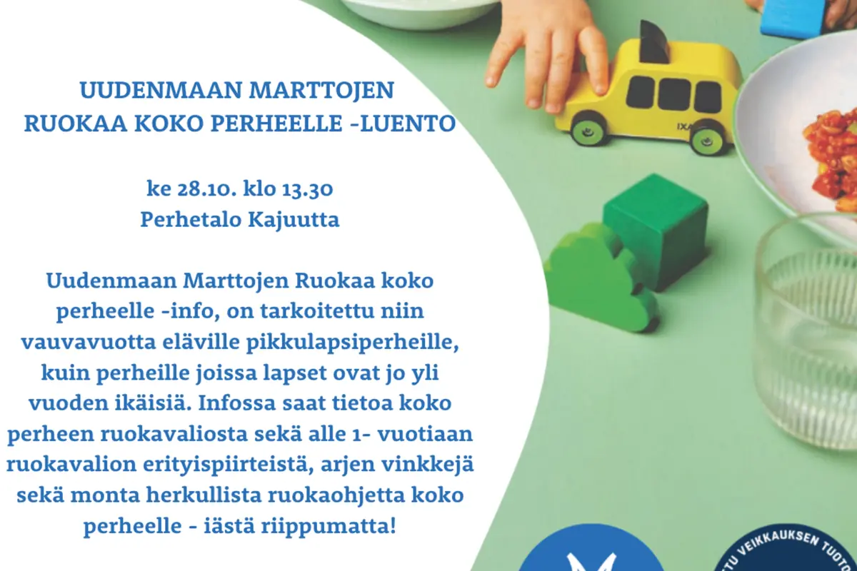 Uusimaa Marthas mat för hela familjen - föreläsning — Perhetalo Kajuutta, Helsingfors