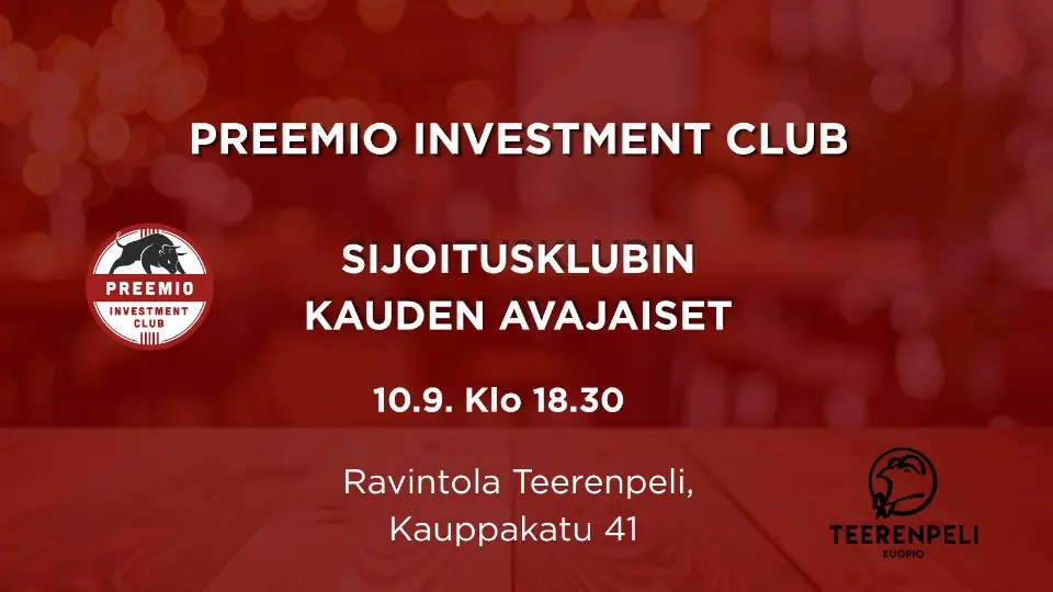 Sijoitusklubin kauden avajaiset — Ravintola Teerenpeli, Kuopio