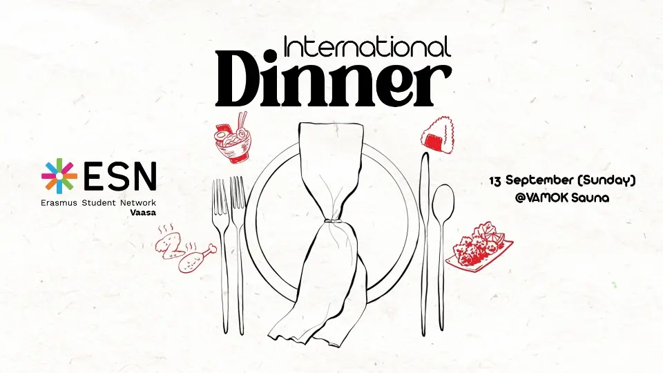 ESN Vaasas internationella middag — VAMOKin sauna, Vasa
