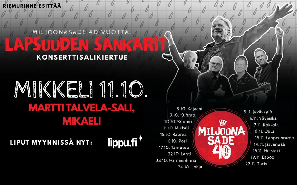 Childhood Heroes - Anniversary Tour: Miljoonasade 40 Years — konsertti- ja kongressitalo mikaeli, Mikkeli