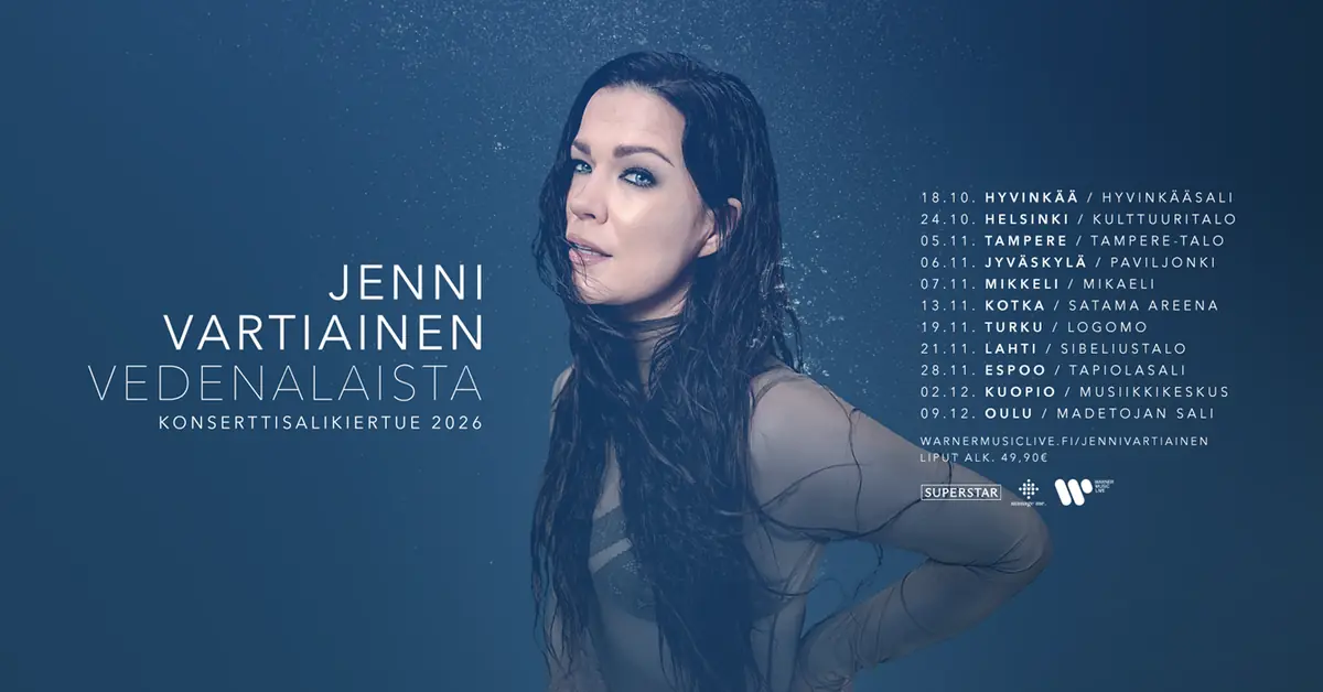 Jenni Vartiainen: Vedenalaista Concert Hall Tour 2026 / show&dinner tickets also available — konsertti- ja kongressitalo mikaeli, Mikkeli