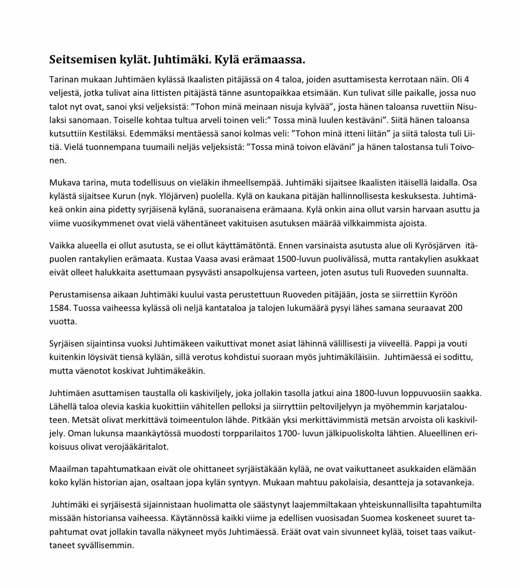 History Lecture with Meal — JussiMatti, Itä-Aure