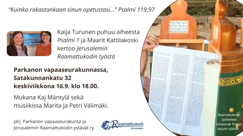 Jerusalems Bibelhusets arrangement — parkanon kaupunginkirjasto, Parkano