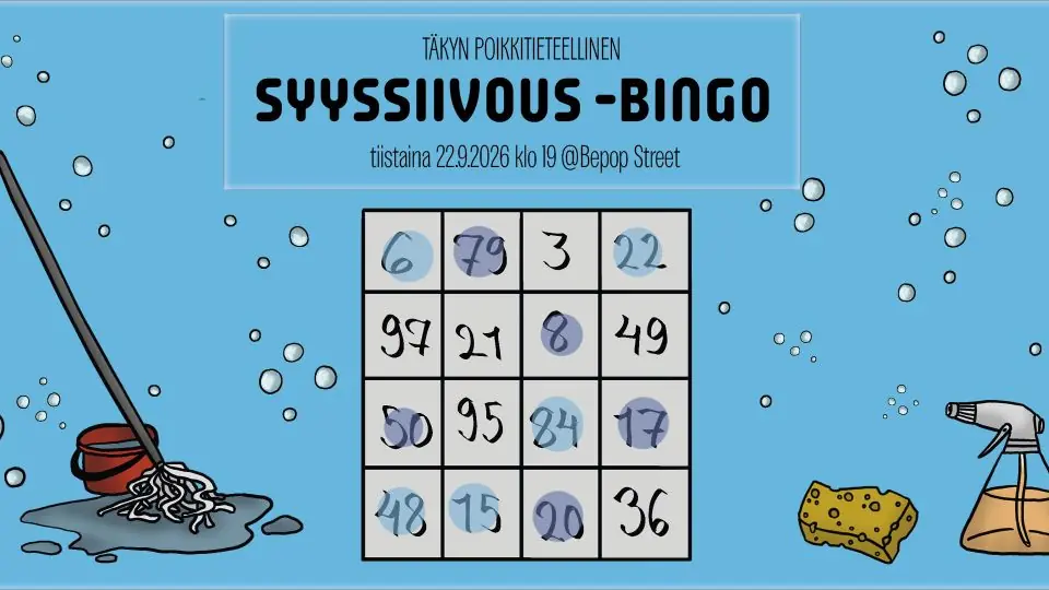 Täky Autumn Cleaning Bingo — Bepop Street, Joensuu