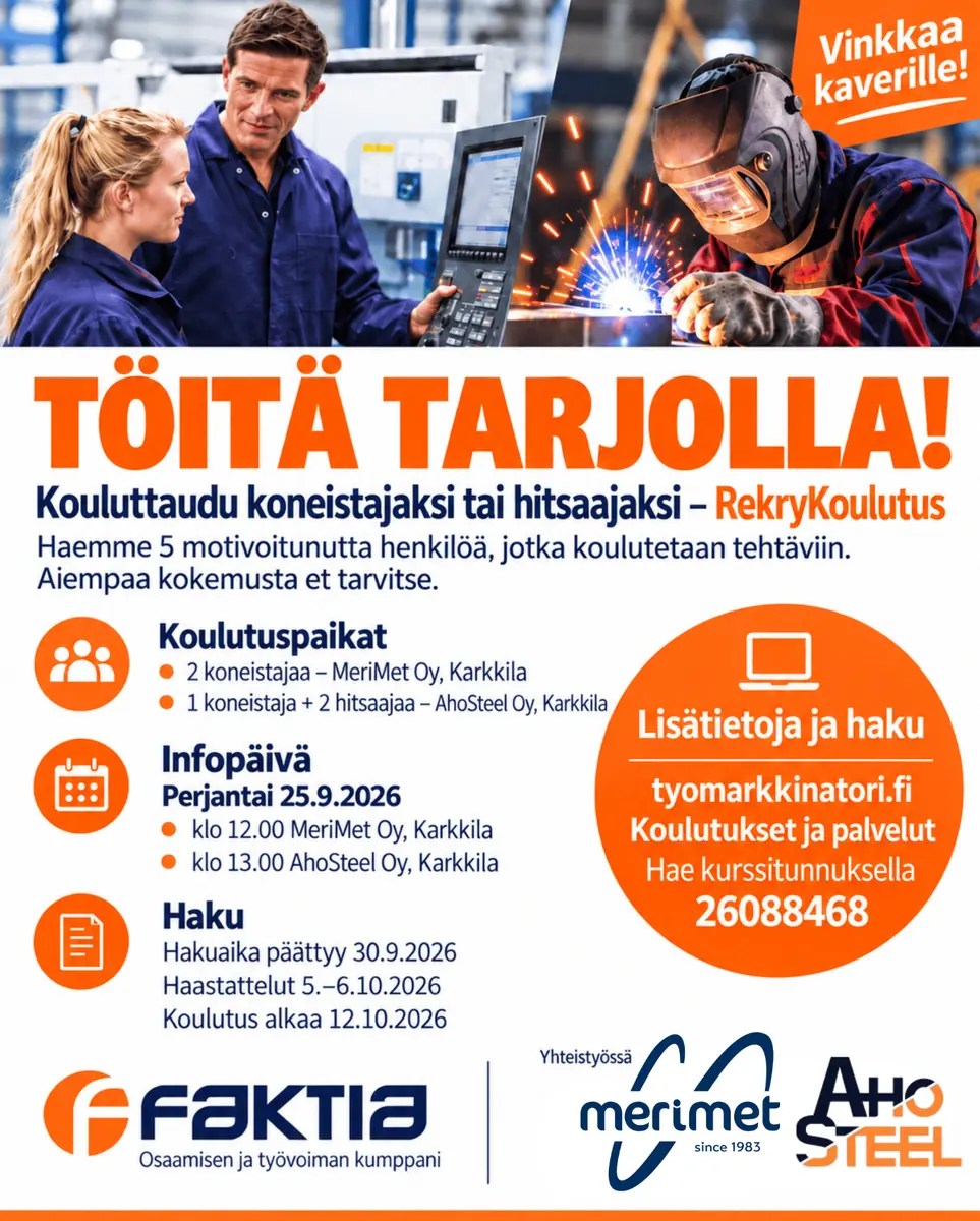 Koneistajan ja hitsaajan RekryKoulutus -info — karkkila-högforsin työläismuseo, Karkkila