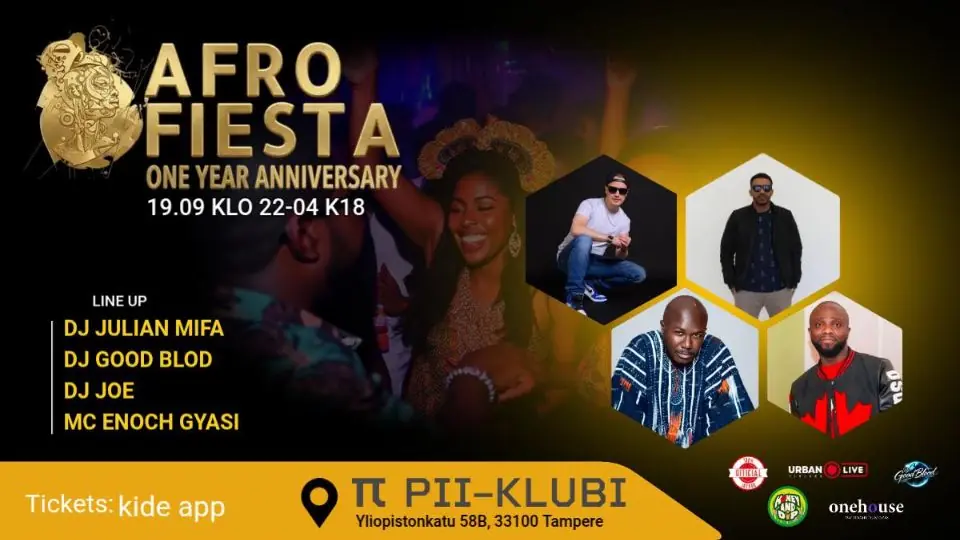 AFRO FIESTA TAMPERE — 1 YEAR ANNIVERSARY 🎉 | SAT 19.9. | PII-KLUBI — PII-KLUBI, Tampere