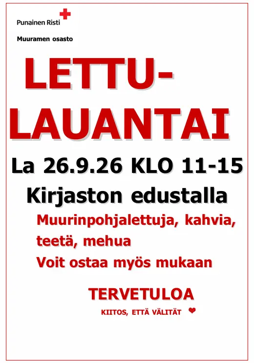 Pancake Saturday 26.9. 11-15 - outside the library - also available to take away! — Muuramen kirjasto, Muurame
