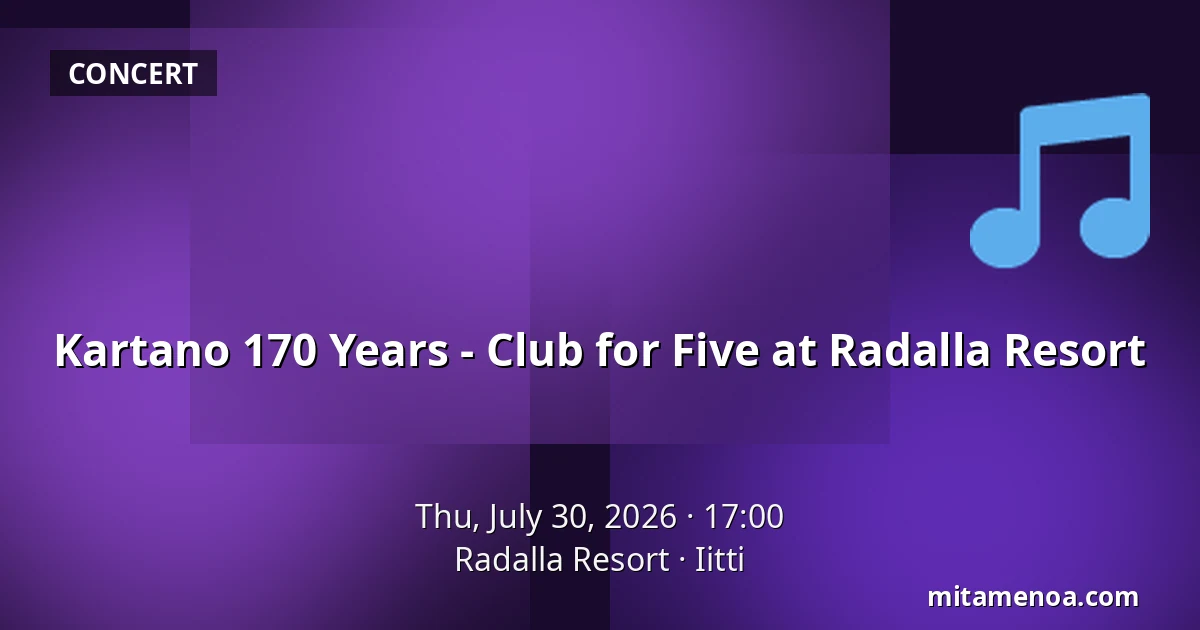 Kartano 170 Years - Club for Five at Radalla Resort — Radalla Resort, Iitti