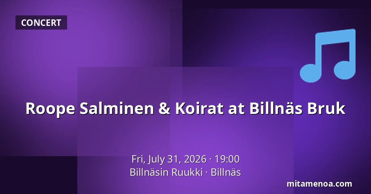 Roope Salminen & Koirat at Billnäs Bruk — Billnäsin Ruukki, Billnäs