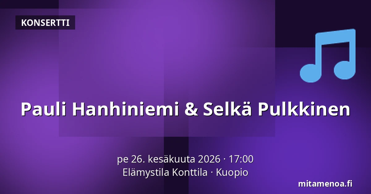 Pauli Hanhiniemi & Selkä Pulkkinen — Elämystila Konttila, Kuopio