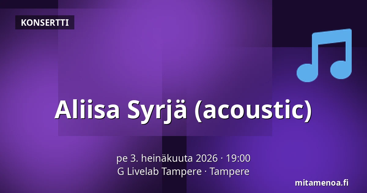 Aliisa Syrjä (acoustic) — G Livelab Tampere, Tampere