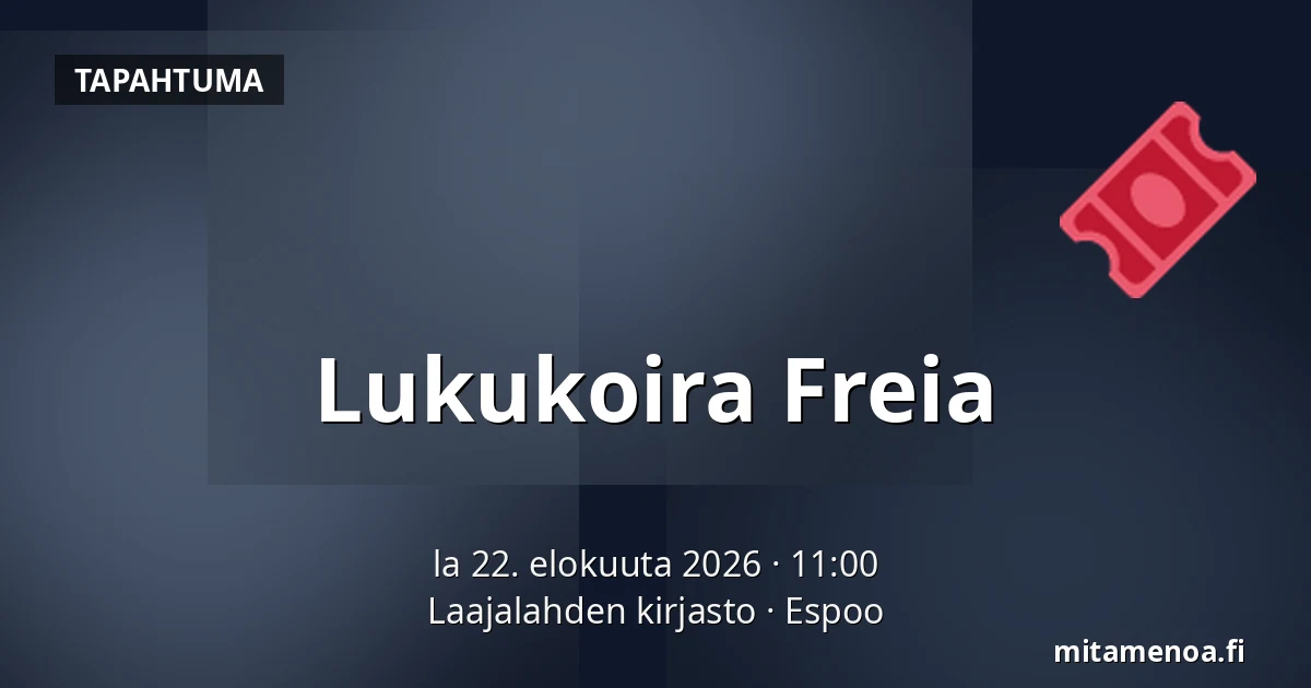 Lukukoira Freia — Laajalahden kirjasto, Espoo