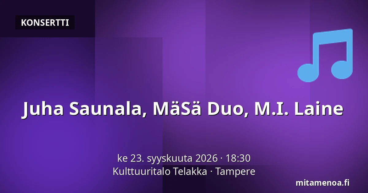 Juha Saunala, MäSä Duo, M.I. Laine — Kulttuuritalo Telakka, Tampere