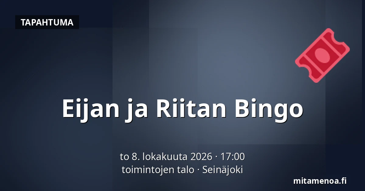 Eijan ja Riitan Bingo — toimintojen talo, Seinäjoki
