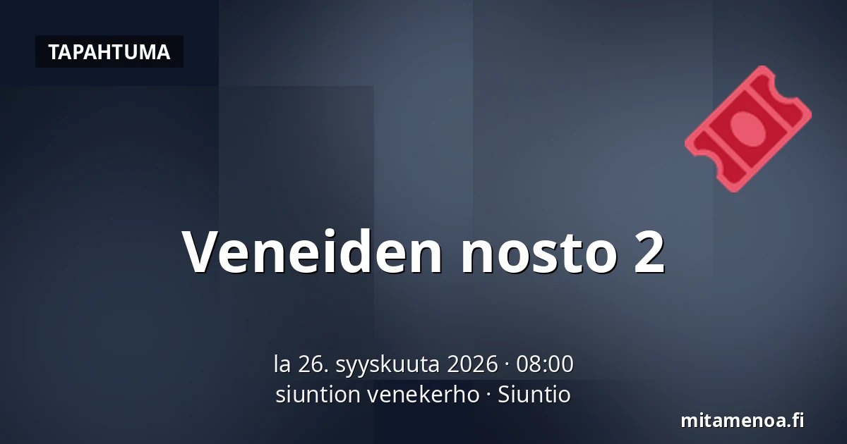 Veneiden nosto 2 — siuntion venekerho, Siuntio