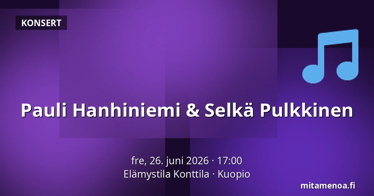 Pauli Hanhiniemi & Selkä Pulkkinen — Elämystila Konttila, Kuopio