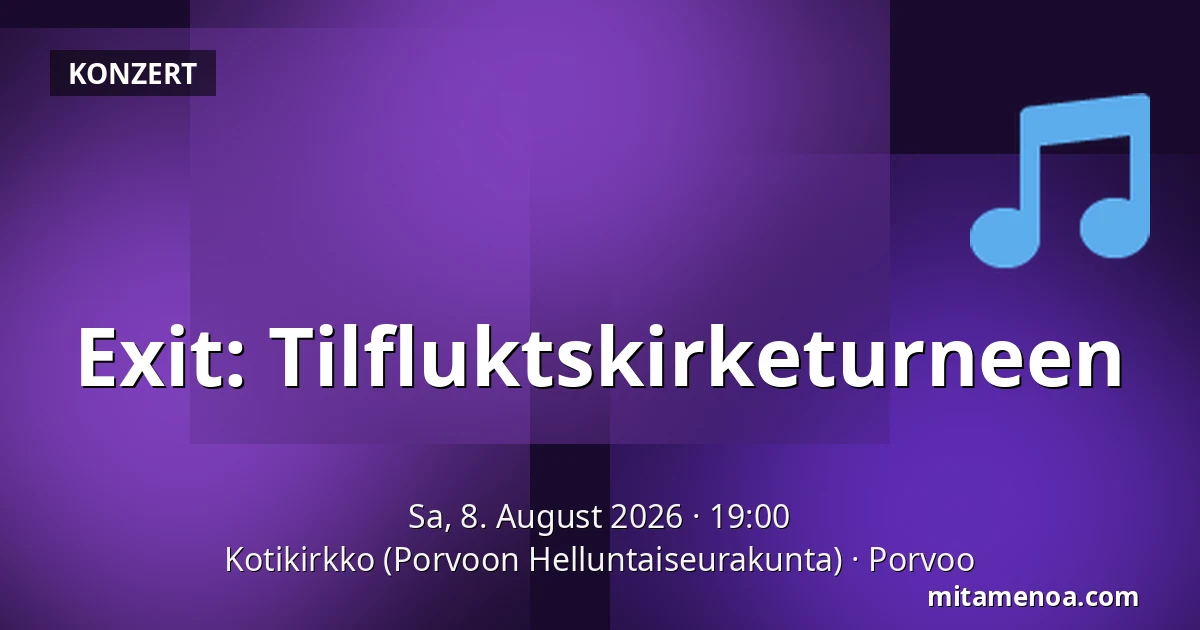 Exit: Tilfluktskirketurneen — Kotikirkko (Porvoon Helluntaiseurakunta), Porvoo