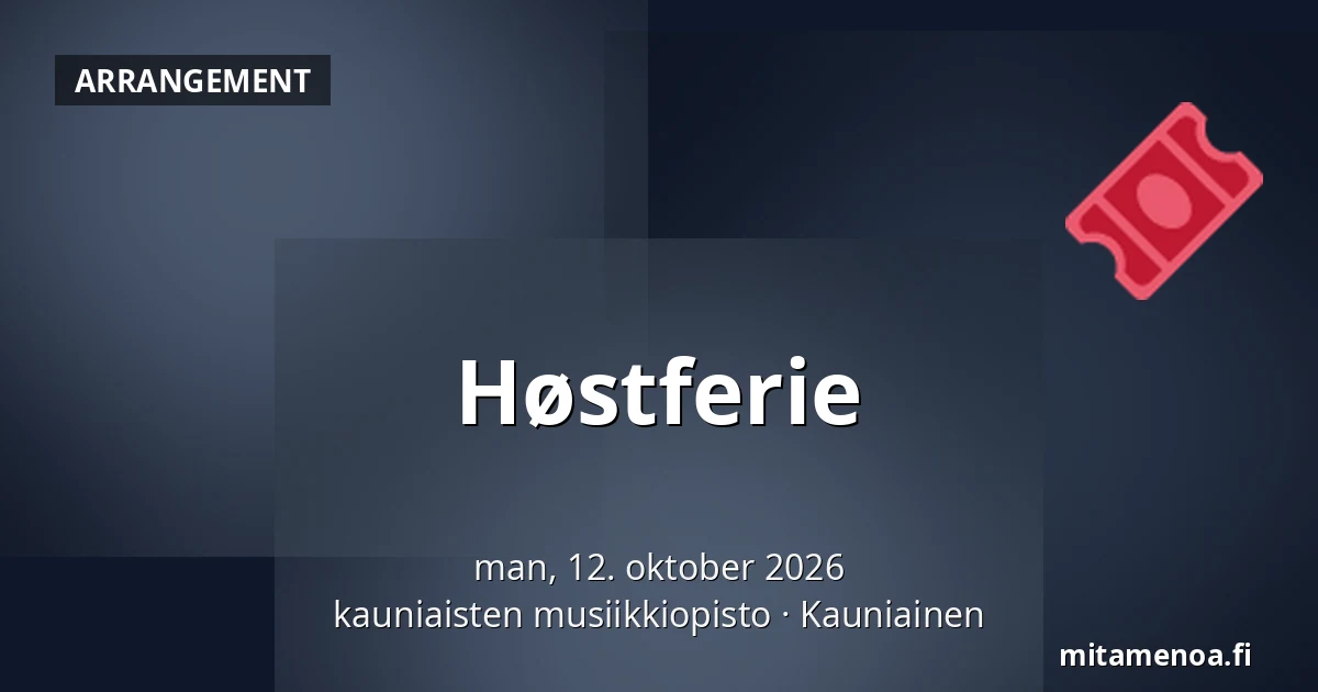 Høstferie — kauniaisten musiikkiopisto, Kauniainen
