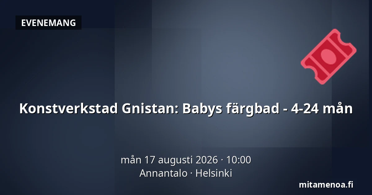 Konstverkstad Gnistan: Babys färgbad - 4-24 mån — Annantalo, Helsingfors