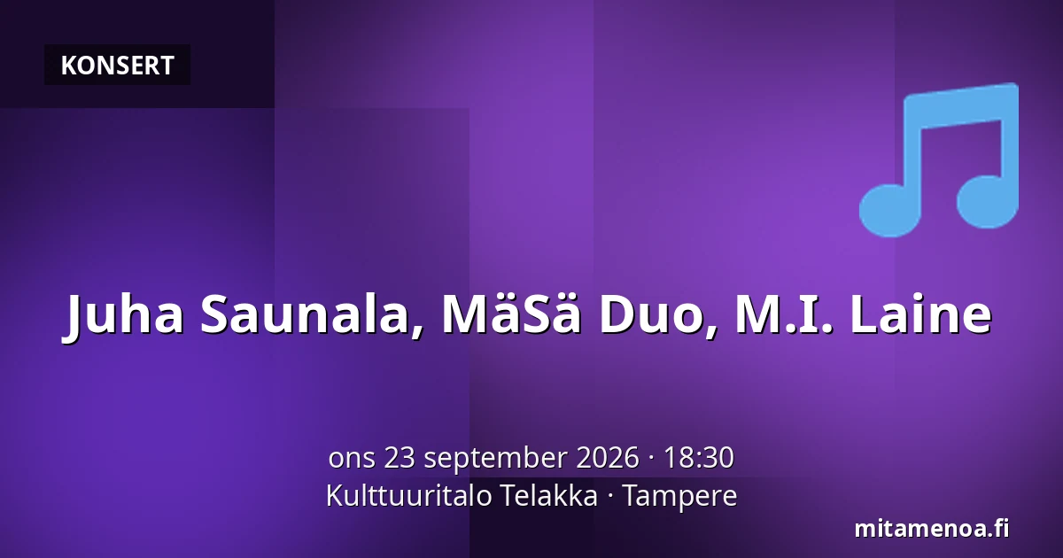 Juha Saunala, MäSä Duo, M.I. Laine — Kulttuuritalo Telakka, Tammerfors