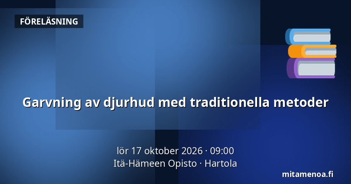 Garvning av djurhud med traditionella metoder — Itä-Hämeen Opisto, Hartola